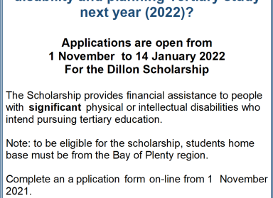 Dillion Scholarship opens next month!